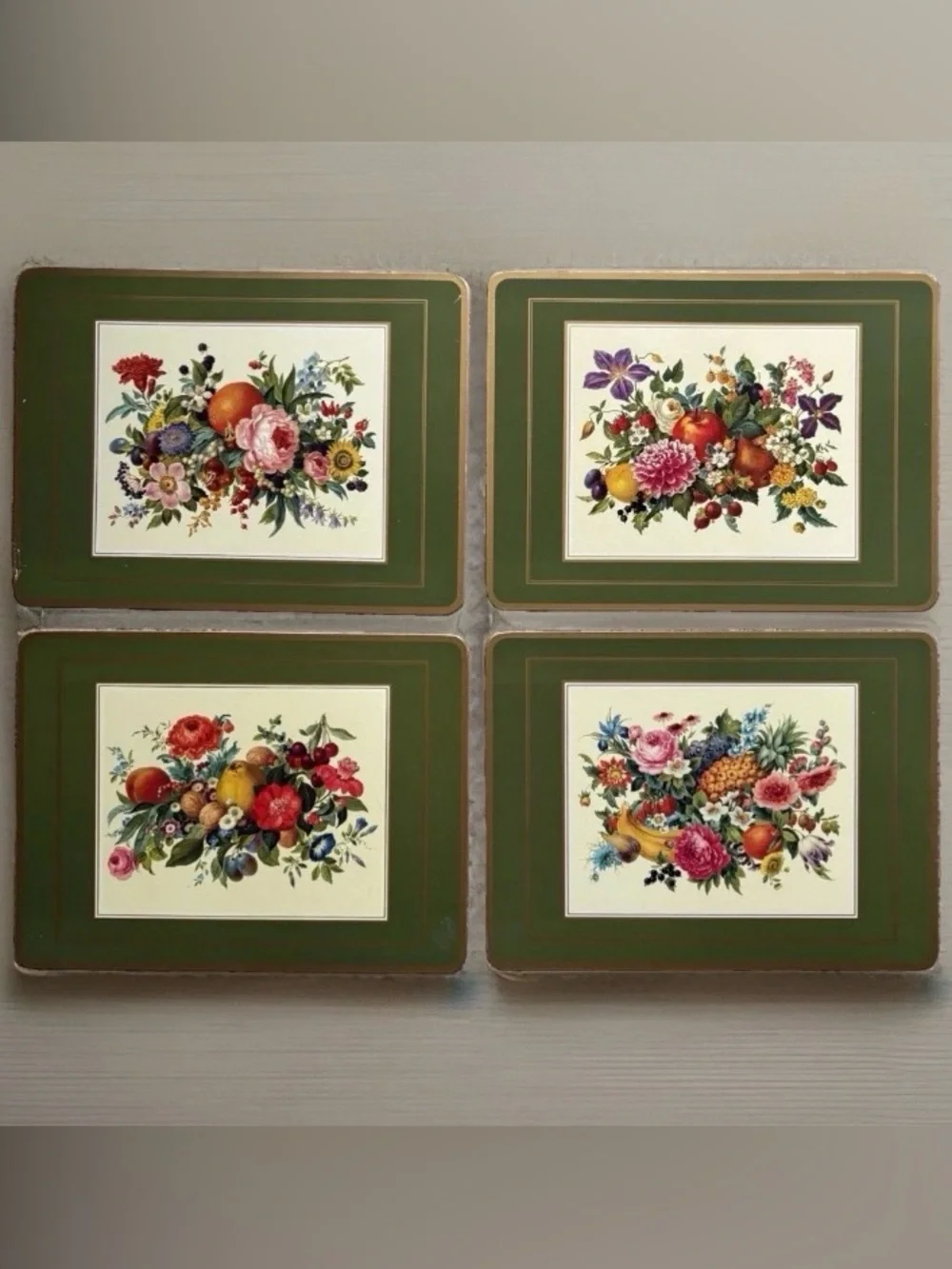 Pimpernel Vintage Botanical Meissen Floral Fruit Cork Backed Placemats Set of 4
